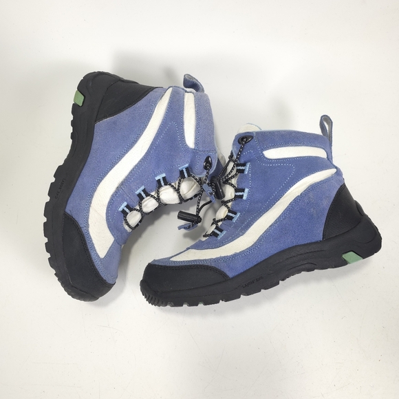 Lands’ End Frostline Hiker Boots Women’s Blue White Size 6.5 Leather Suede Shoes - Picture 3 of 12